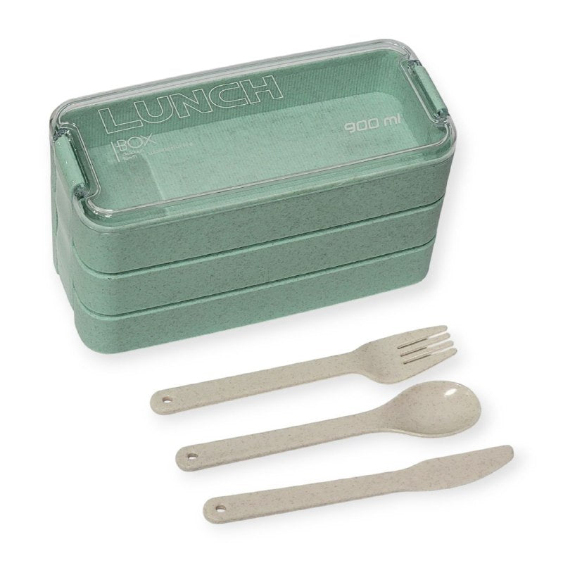 LONCHERA PORTATIL DE 3 COMPARTIMIENTOS A PRUEBA DE FUGAS, APTO PARA MICROONDAS LUNCH BOX