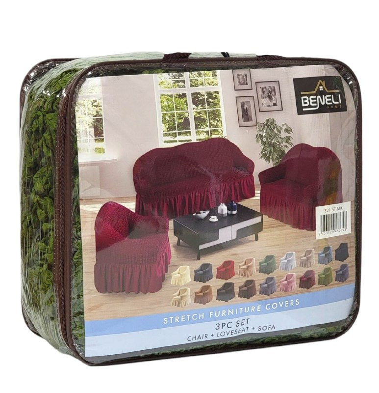 SET DE FORROS ELASTICOS DE MUEBLES, JUEGO DE 3 PIEZAS PARA MUEBLES VARIOS COLORES BENELI HOME