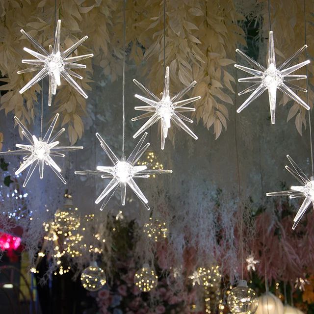 LUCES DECORATIVAS NAVIDEÑAS CORTINA DE LUZ LED FORMA DE ESTRELLA DEL NORTE 10 ESTRELLAS