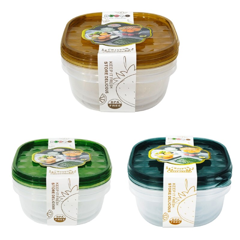 SET DE RECIPIENTES PANAS PARA ALIMENTOS DE PLASTICO 3PCS DUOAO 17X17X8CM
