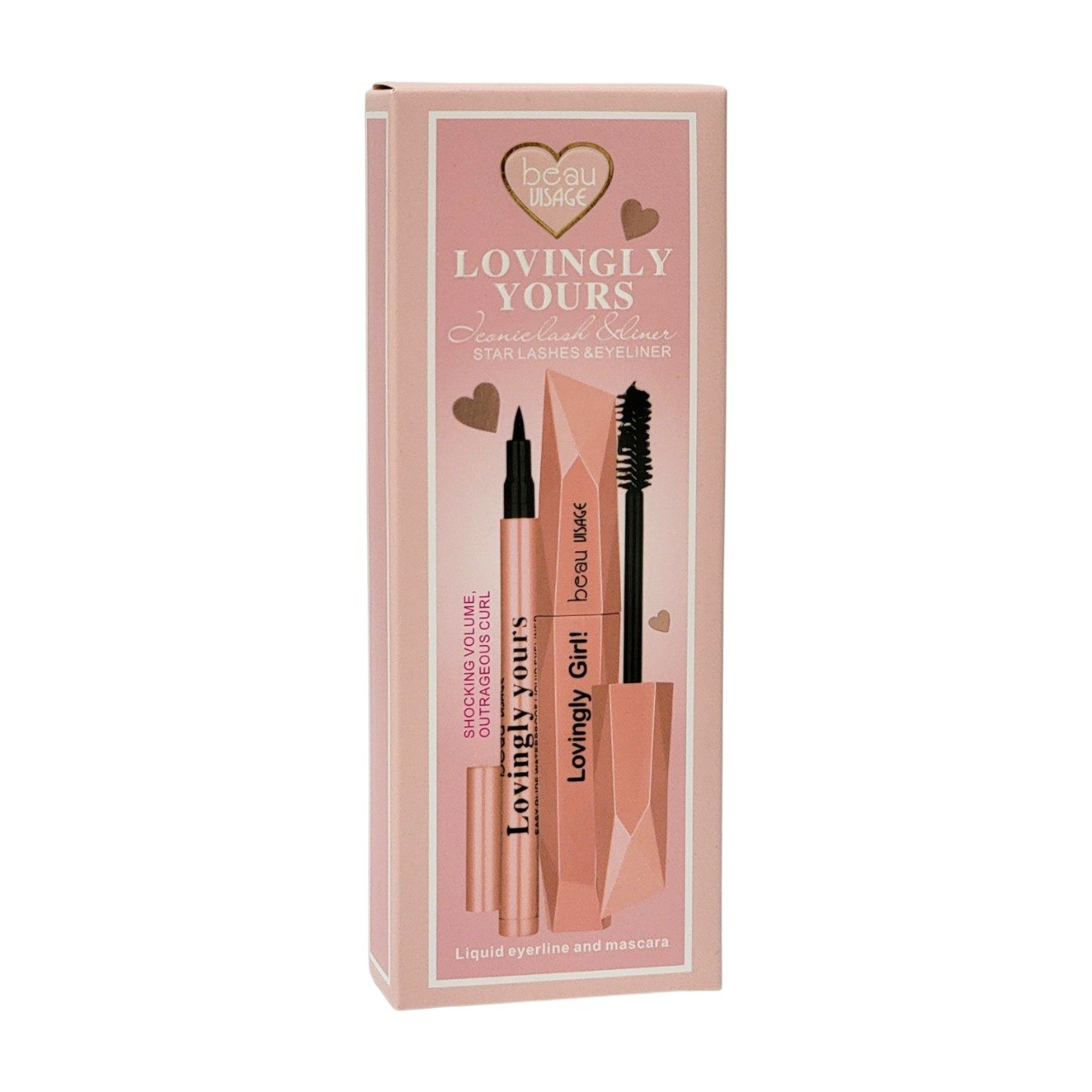 SET DE RIMEL Y DELINEADOR CON VOLUMEN IMPACTANTE Y FORMULA A PRUEBA DE AGUA BEAU VISAGE