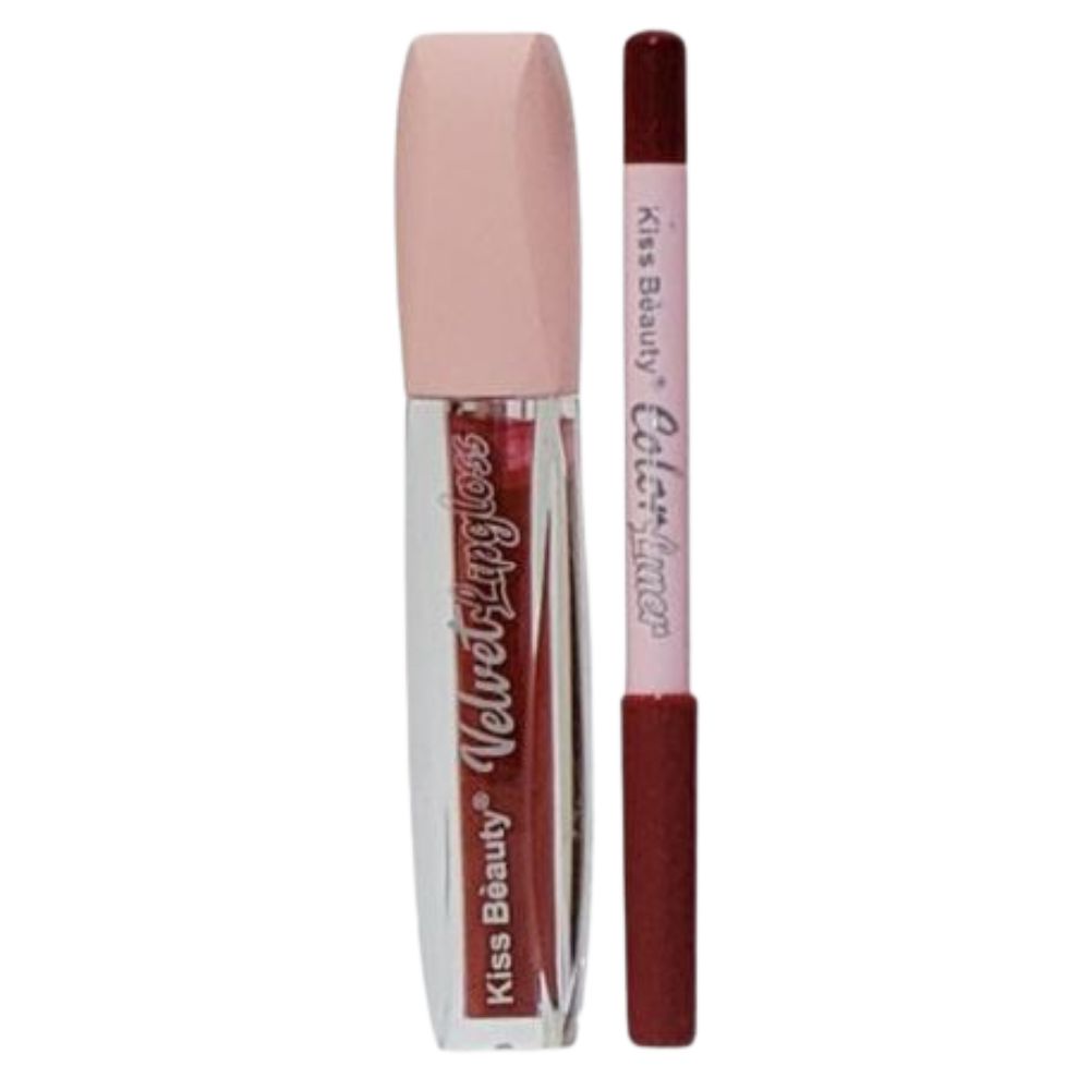 DELINEADOR LAPIZ DE LABIOS Y BRILLO KISS BEAUTY 8 TONOS 0.6G 4ML