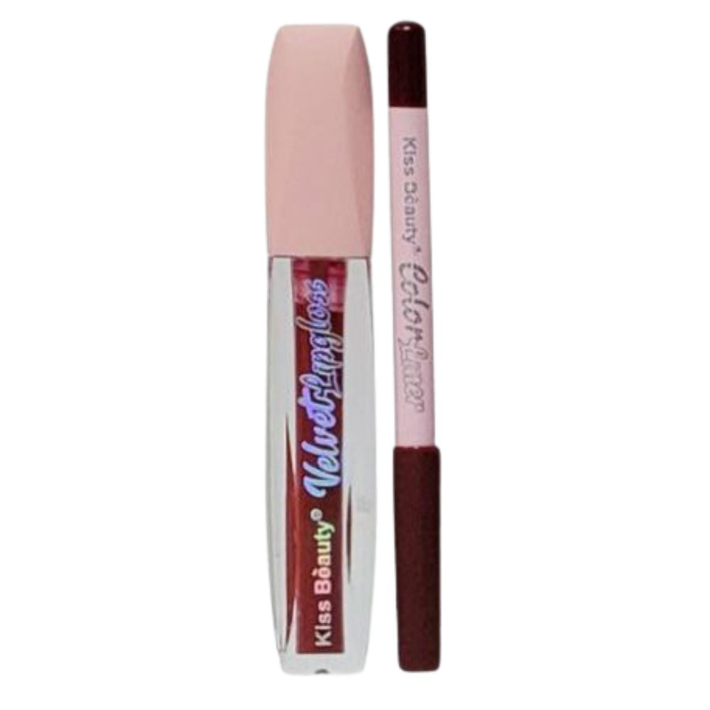 DELINEADOR LAPIZ DE LABIOS Y BRILLO KISS BEAUTY 8 TONOS 0.6G 4ML