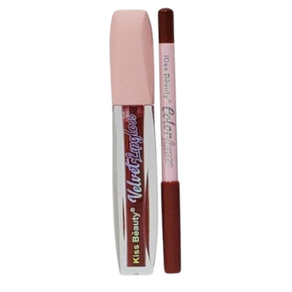 DELINEADOR LAPIZ DE LABIOS Y BRILLO KISS BEAUTY 8 TONOS 0.6G 4ML