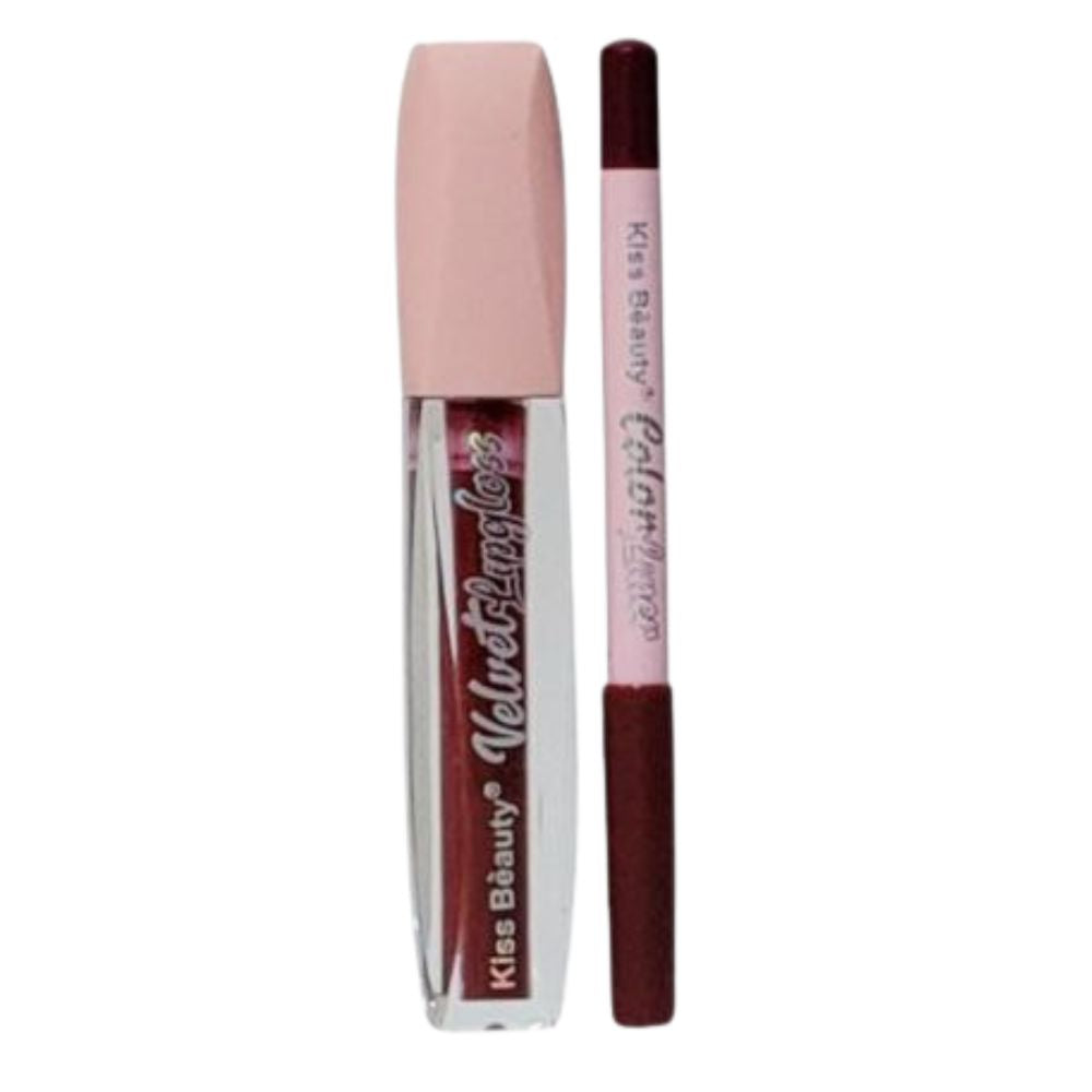 DELINEADOR LAPIZ DE LABIOS Y BRILLO KISS BEAUTY 8 TONOS 0.6G 4ML