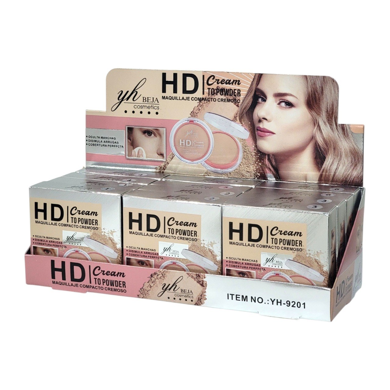 BASE DE MAQUILLAJE DE CREMA A POLVO 6 TONOS YH BEJA COSMETICS 11G