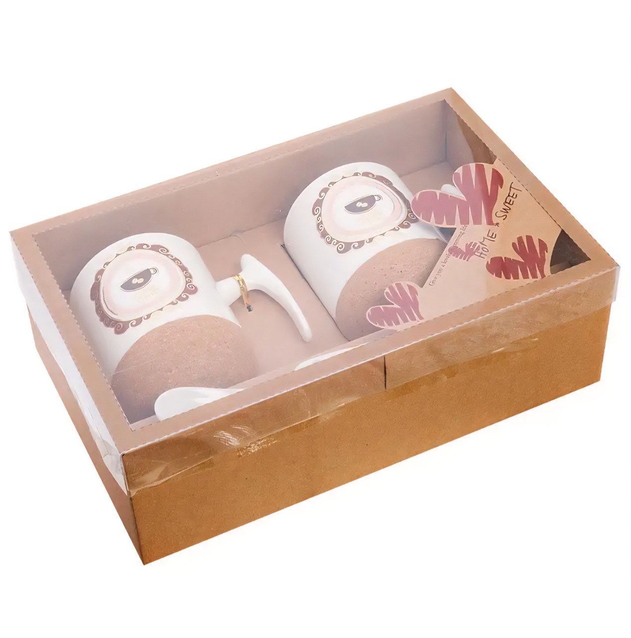 SET DE TAZAS CON BASE DE CORCHO Y CUCHARAS 4PCS HOME & SWEET