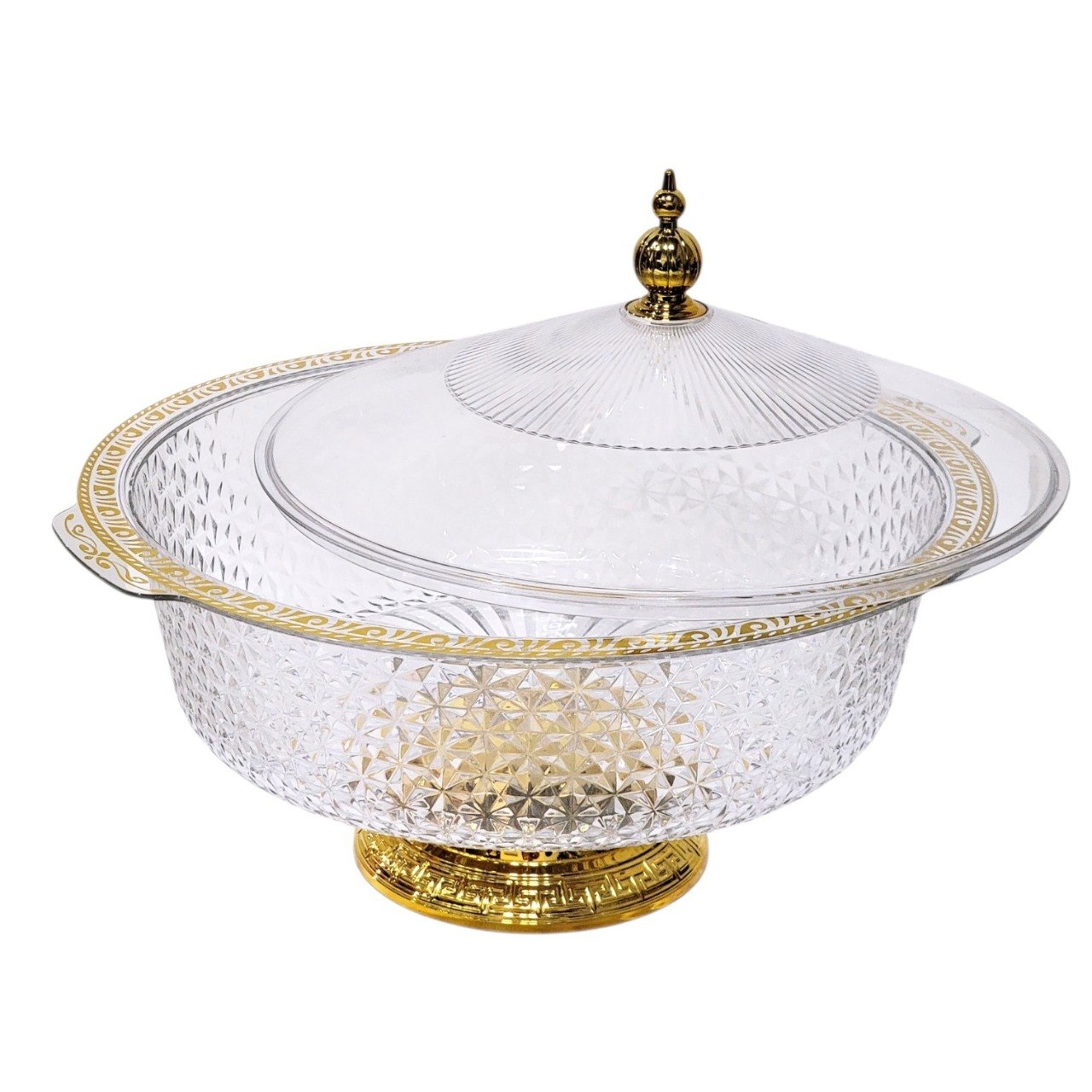ORGANIZADOR FRUTERO DECORATIVO DE ACRILICO CON PEDESTAL Y TAPA 26X34CM