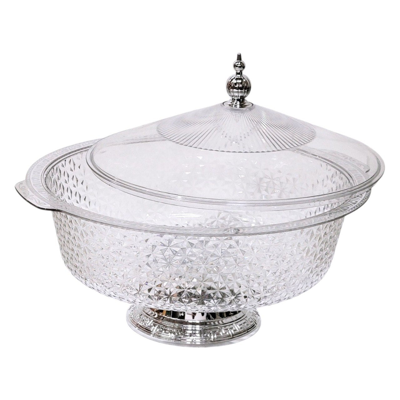 ORGANIZADOR FRUTERO DECORATIVO DE ACRILICO CON PEDESTAL Y TAPA 26X34CM