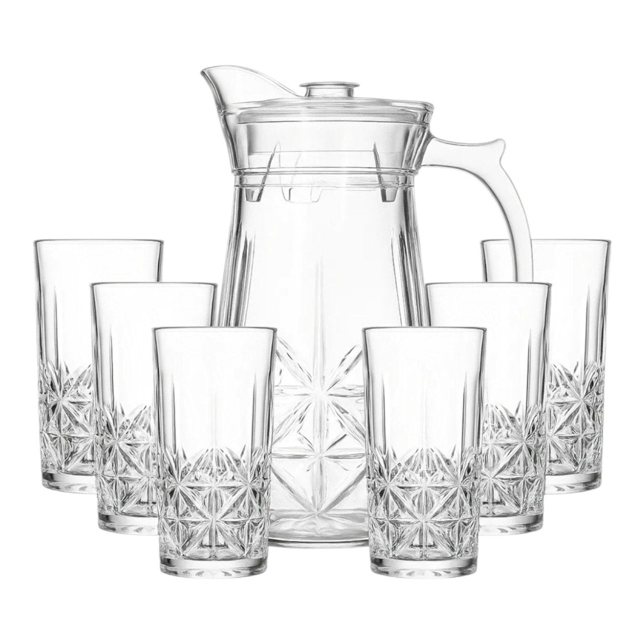 SET DE JARRA Y VASOS DE CRISTAL SOFISTICADOS Y RESISTENTES 7PCS QING PING GUO