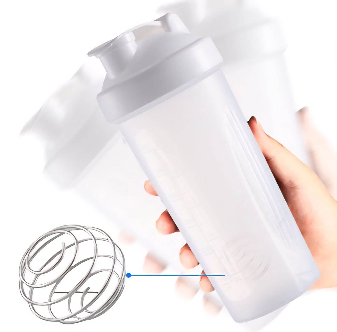 BOTELLA MEZCLADORA A PRUEBA DE FUGAS PARA PROTEINA DE PLASTICO 600ML