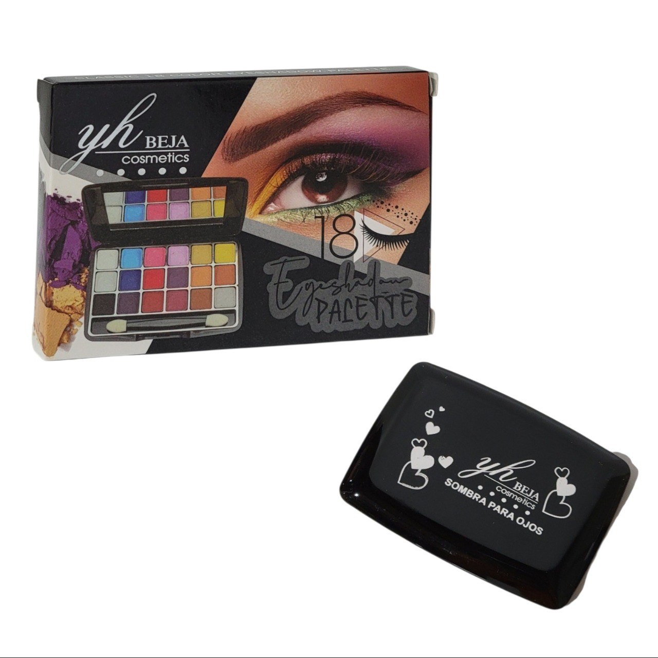 PALETA DE SOMBRAS DE OJOS CON EFECTO MATE 10 PALETAS DE 18 TONOS YH BEJA COSMETICS  6X10X14CM