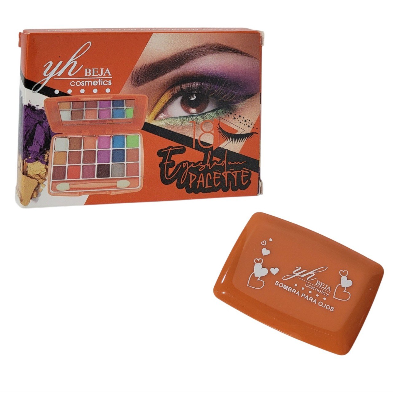 PALETA DE SOMBRAS DE OJOS CON EFECTO MATE 10 PALETAS DE 18 TONOS YH BEJA COSMETICS  6X10X14CM