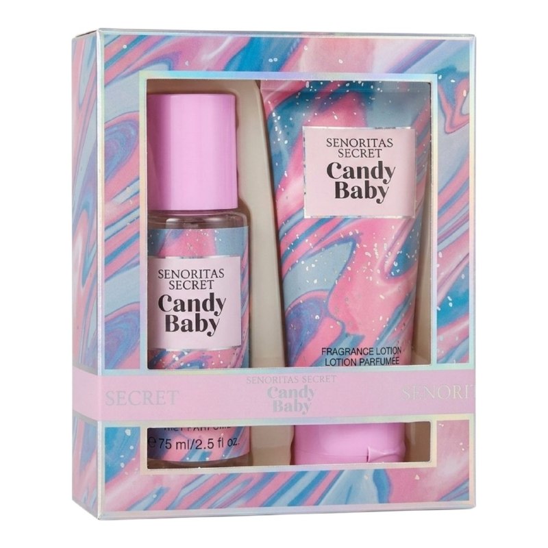 SET MINI SENORITAS SECRET CANDY BABY SPLASH 75ML CREMA CORPORAL 75ML (M) (AROMA SIMILAR VS CANDY BABY)