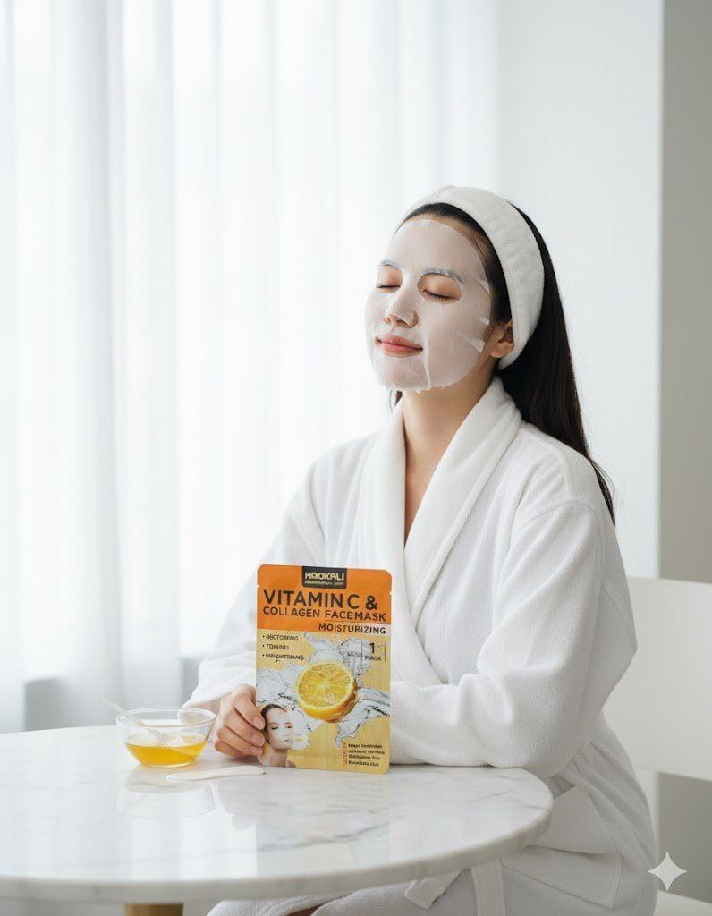 MASCARILLA FACIAL HIDRATANTE CON VITAMINA C Y COLAGENO HAOKALI 30ML