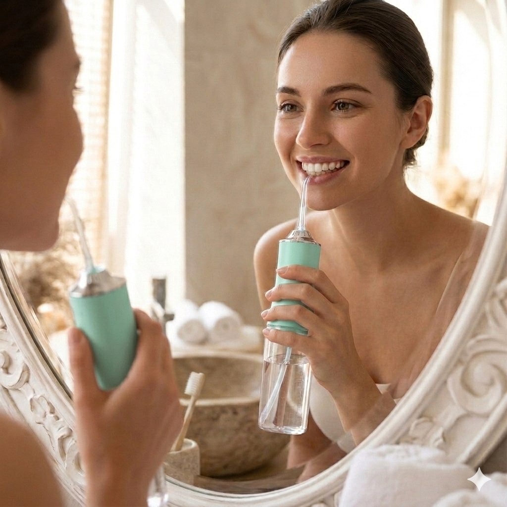 IRRIGADOR LIMPIADOR DE AGUA A PRESION PARA HIGIENE DENTAL PORTATIL 230ML