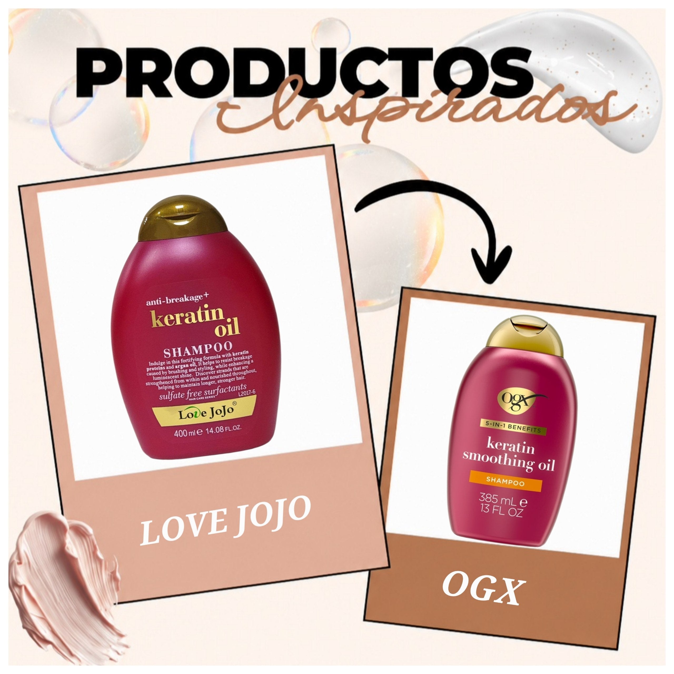 SHAMPOO FORTALECEDOR ANTIQUIEBRES CON QUERATINA Y ACEITE DE ARGAN LOVE JOJO 400ML