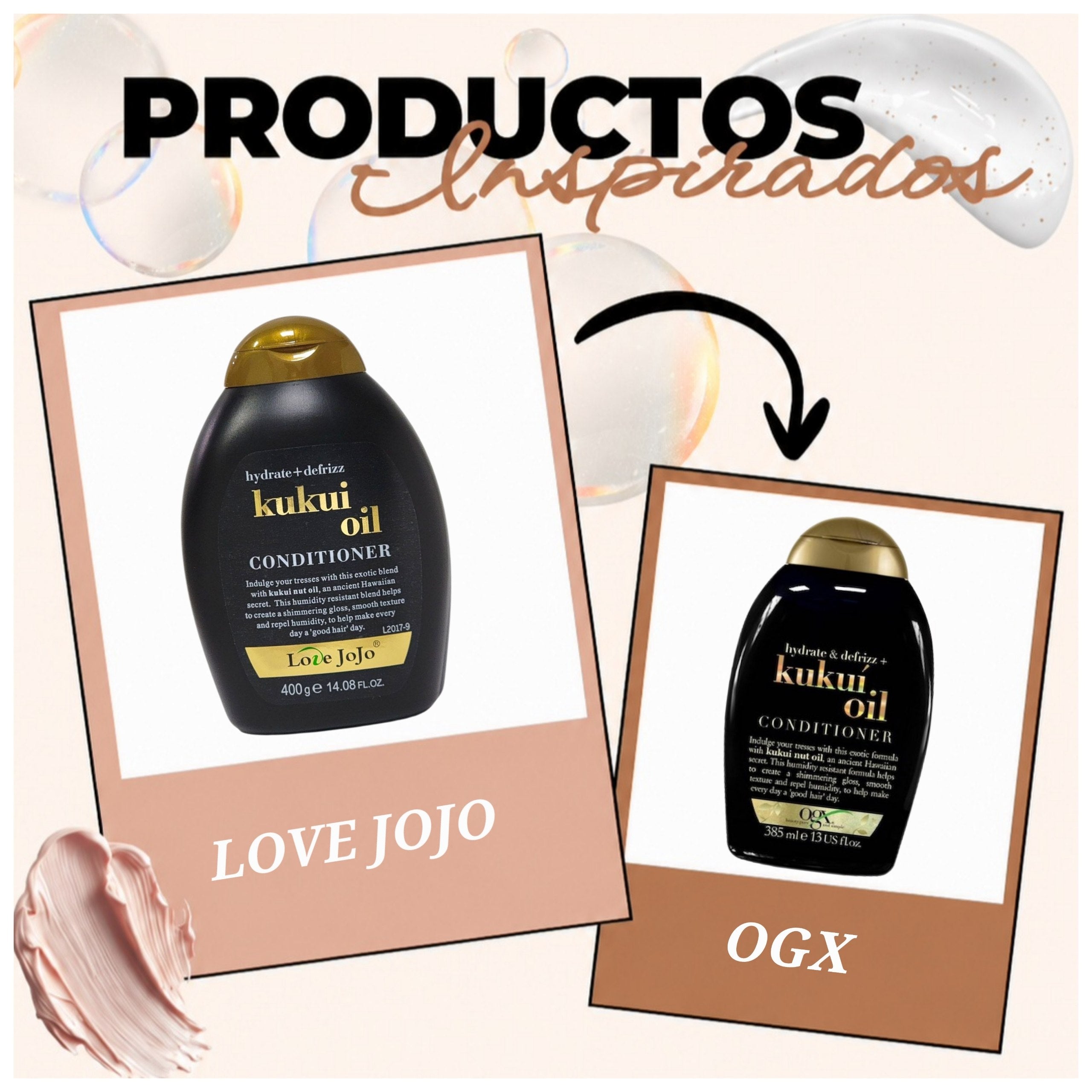 ACONDICIONADOR HIDRATANTE Y ANTIFRIZZ CON ACEITE DE NUEZ DE KUKUI LOVE JOJO 400G