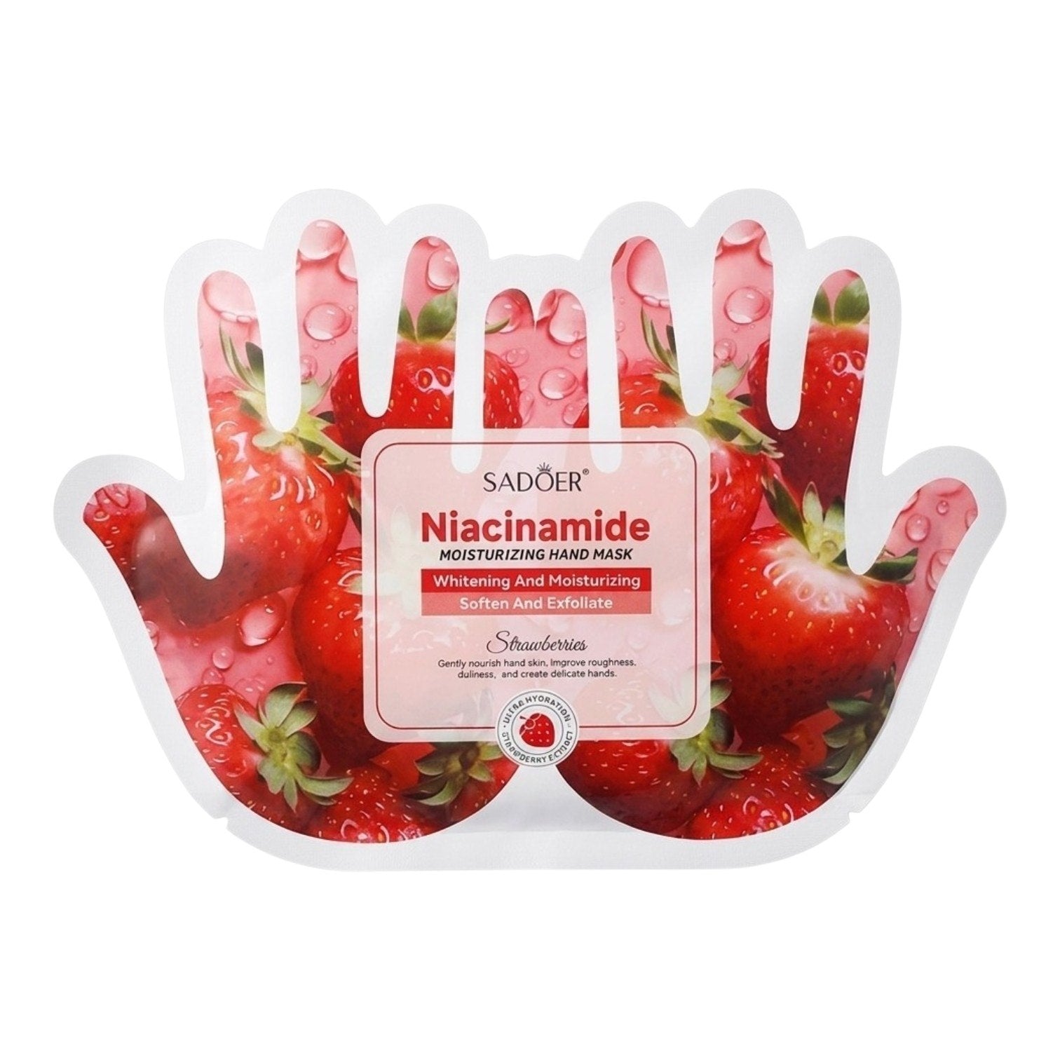 MASCARILLA PARA MANOS HIDRATANTE DE NIACINAMIDA CON ESENCIA DE FRESAS SADOER 40ML