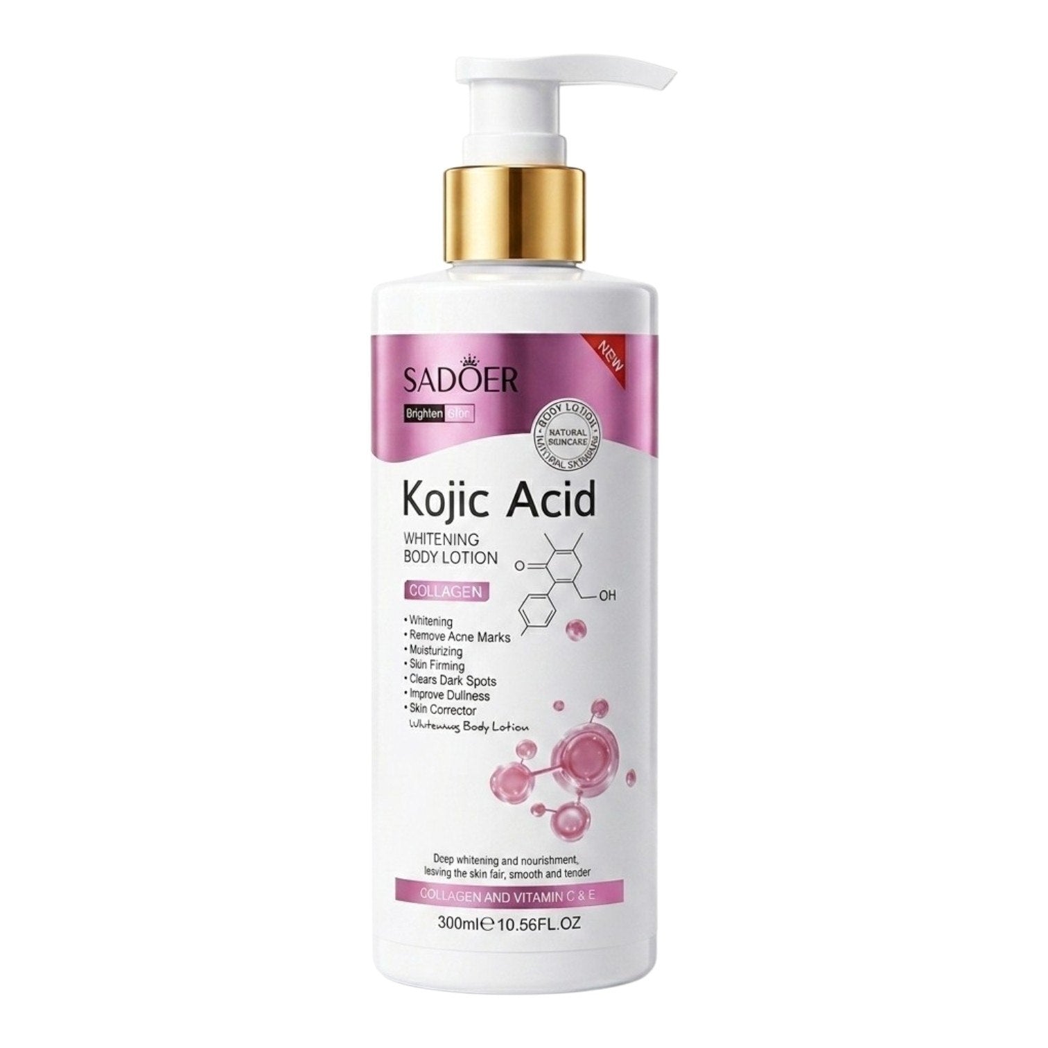CREMA CORPORAL HIDRATANTE Y UNIFICADOR DE TONO CON ACIDO KOJICO SADOER 300ML
