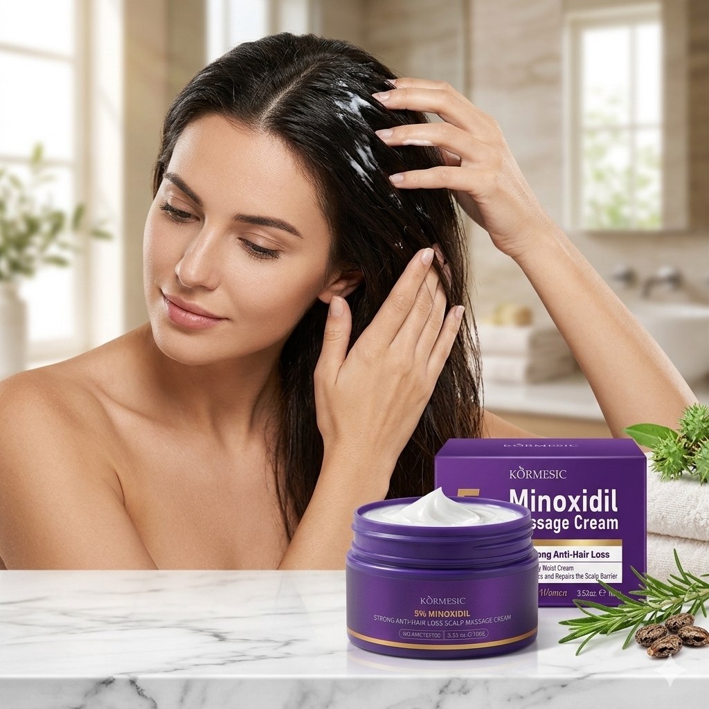 CREMA DE MASAJE CAPILAR ANTICAIDA CON 5% MINOXIDIL KORMESIC 100G