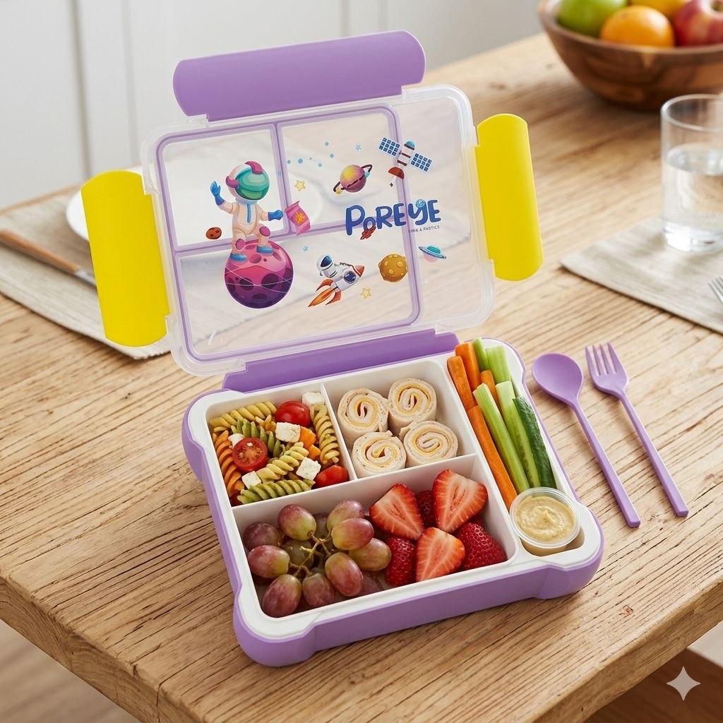 RECIPIENTE PANA PARA ALIMENTOS INFANTIL CON SET DE CUBIERTOS 22X17X5CM