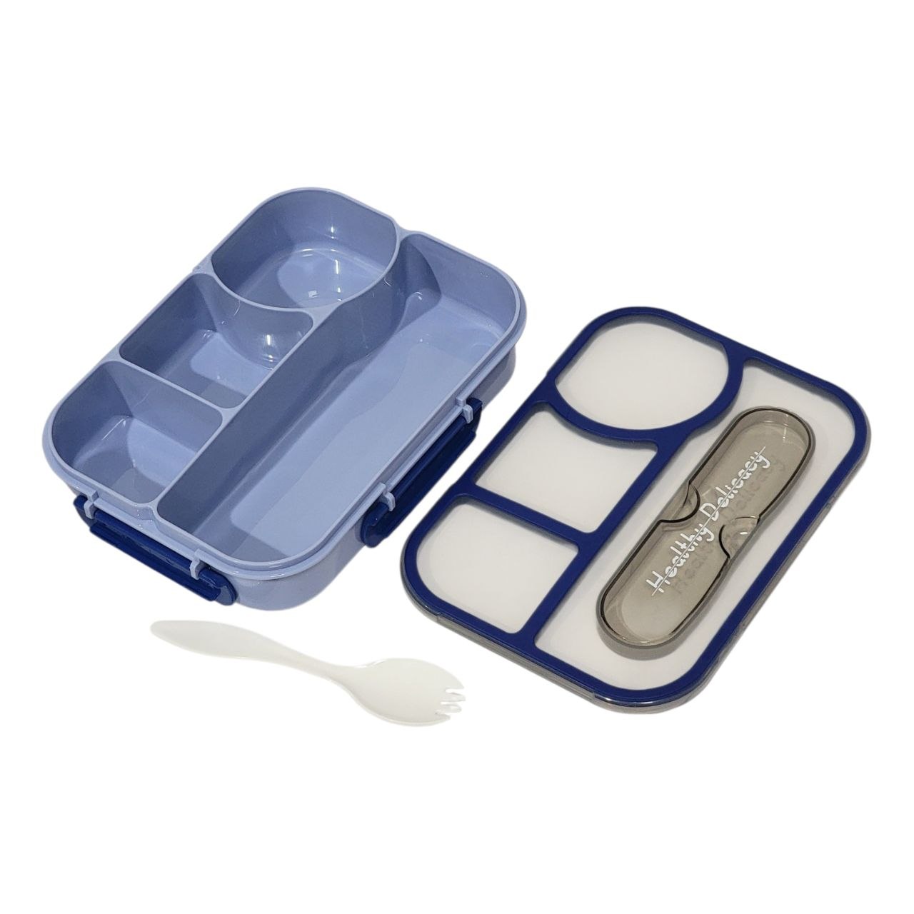 RECIPIENTE PANA PARA ALIMENTOS TIPO BENTO DE 4 DIVISIONES CON CUBIERTO 23X17X5CM