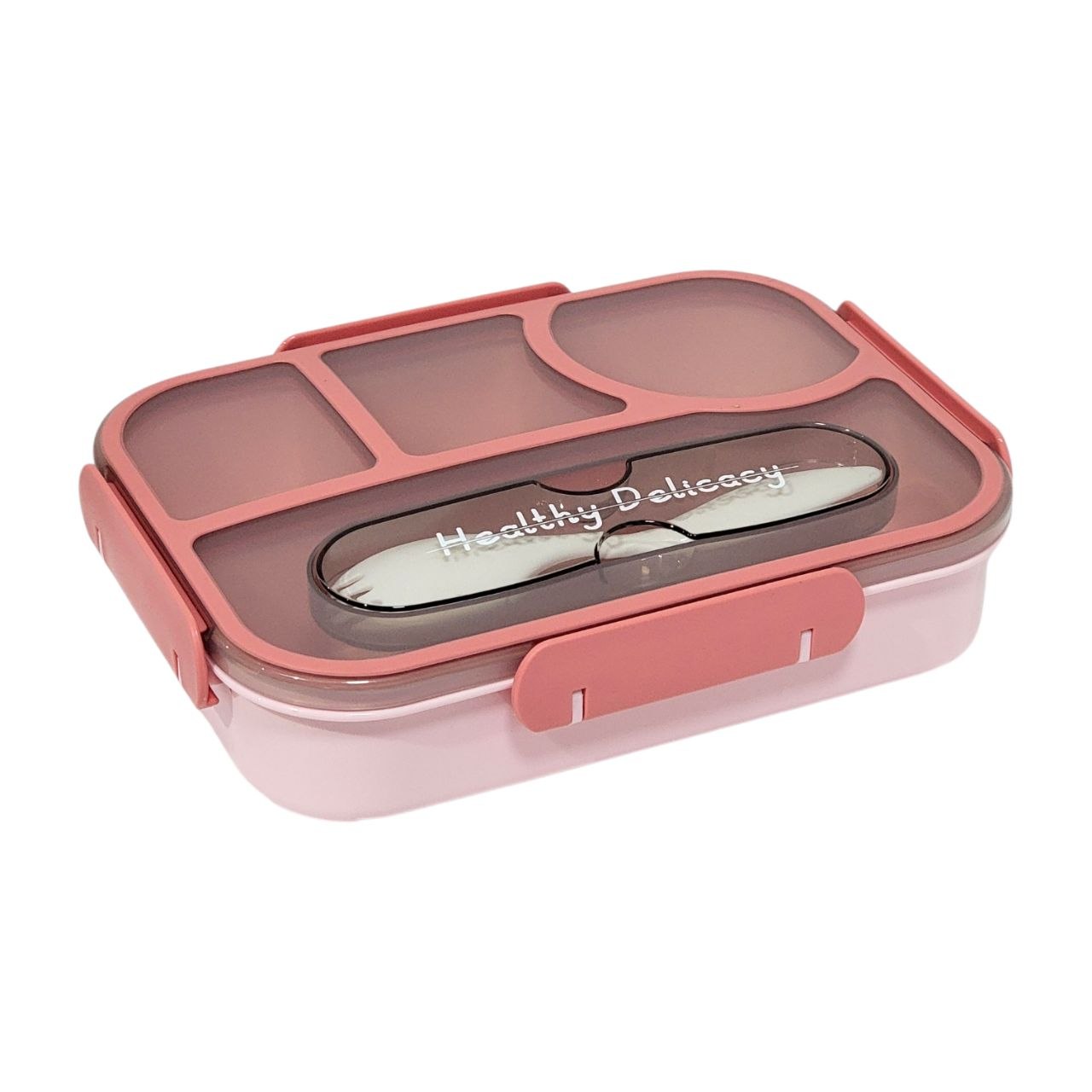 RECIPIENTE PANA PARA ALIMENTOS TIPO BENTO DE 4 DIVISIONES CON CUBIERTO 23X17X5CM