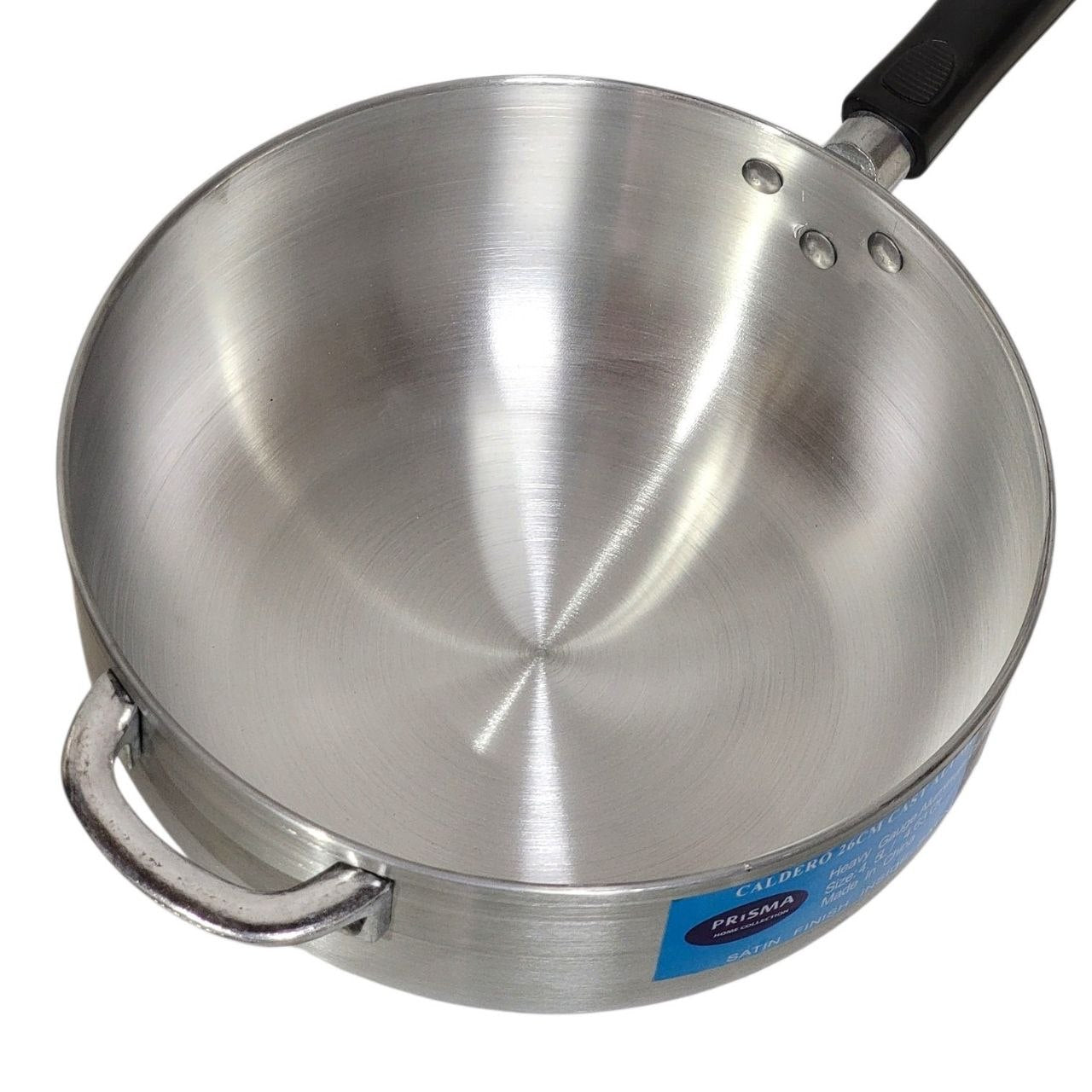 OLLA TRADICIONAL DE ALUMINIO FUNDIDO CON TAPA DE VIDRIO PRISMA 26CM