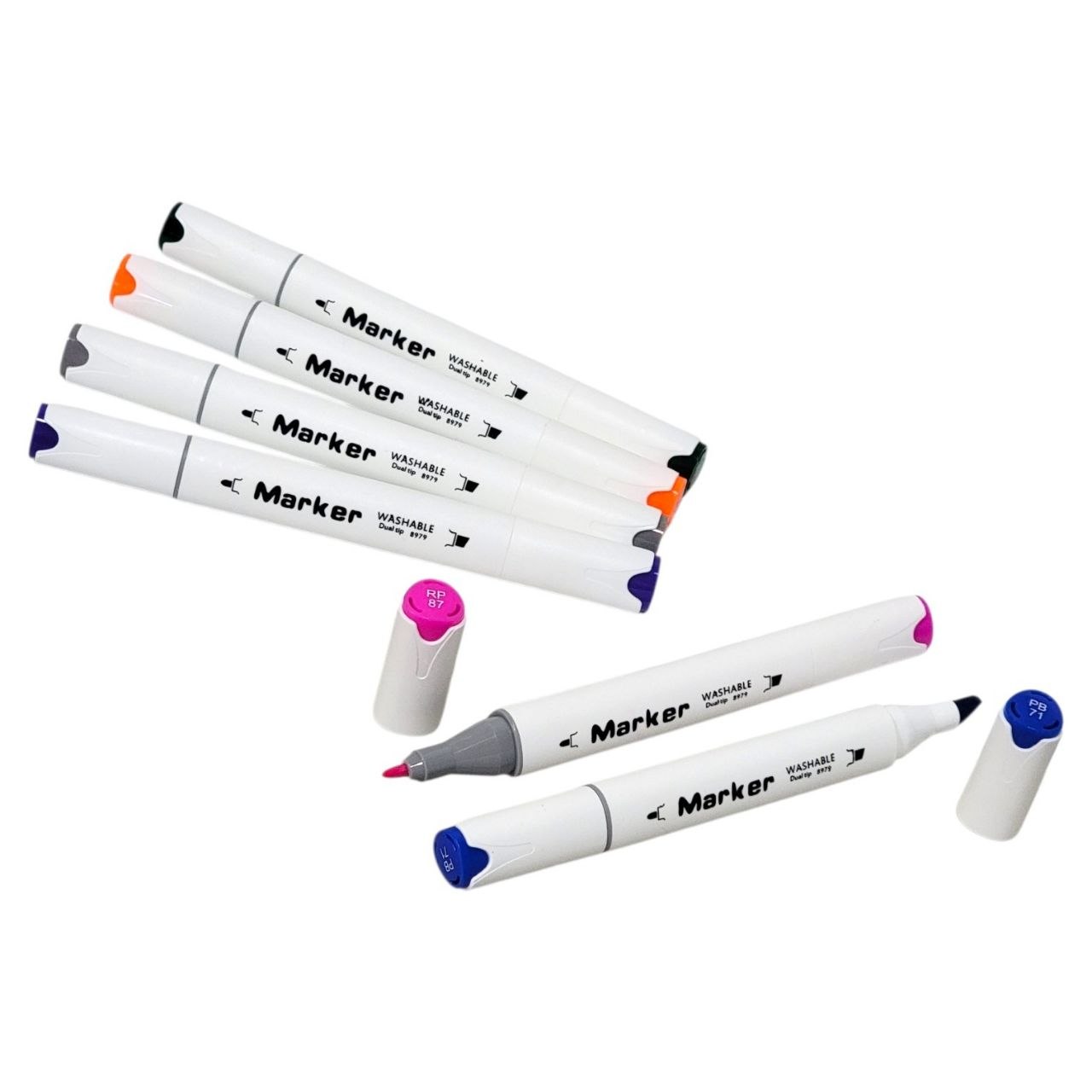 SET DE MARCADORES DE DOBLE PUNTA INFANTILES DE TINTA LAVABLE 48UND PAILE