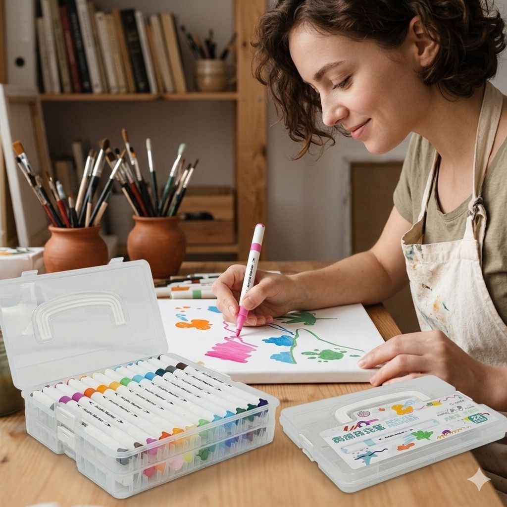 SET DE MARCADORES ACRILICOS DE PINTURA TRIANGULARES DE DOBLE PUNTA 24UND FAILET COLOUR
