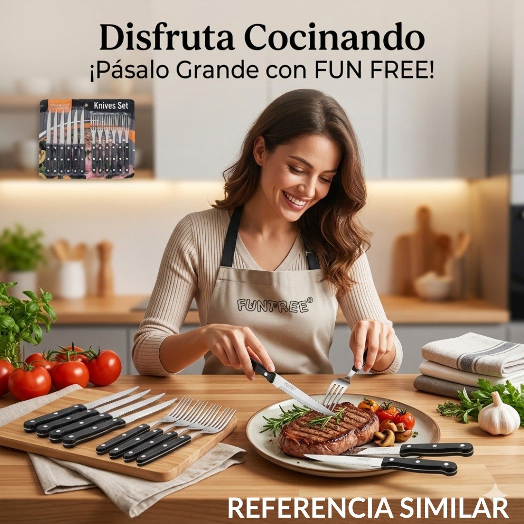 JUEGO DE CUCHILLOS Y CUBIERTOS PARA ASADO 12PCS FUNTREE