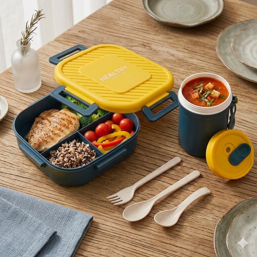 SET DE RECIPIENTE PANA PARA ALIMENTOS HERMETICA CON TAZA PARA LIQUIDOS