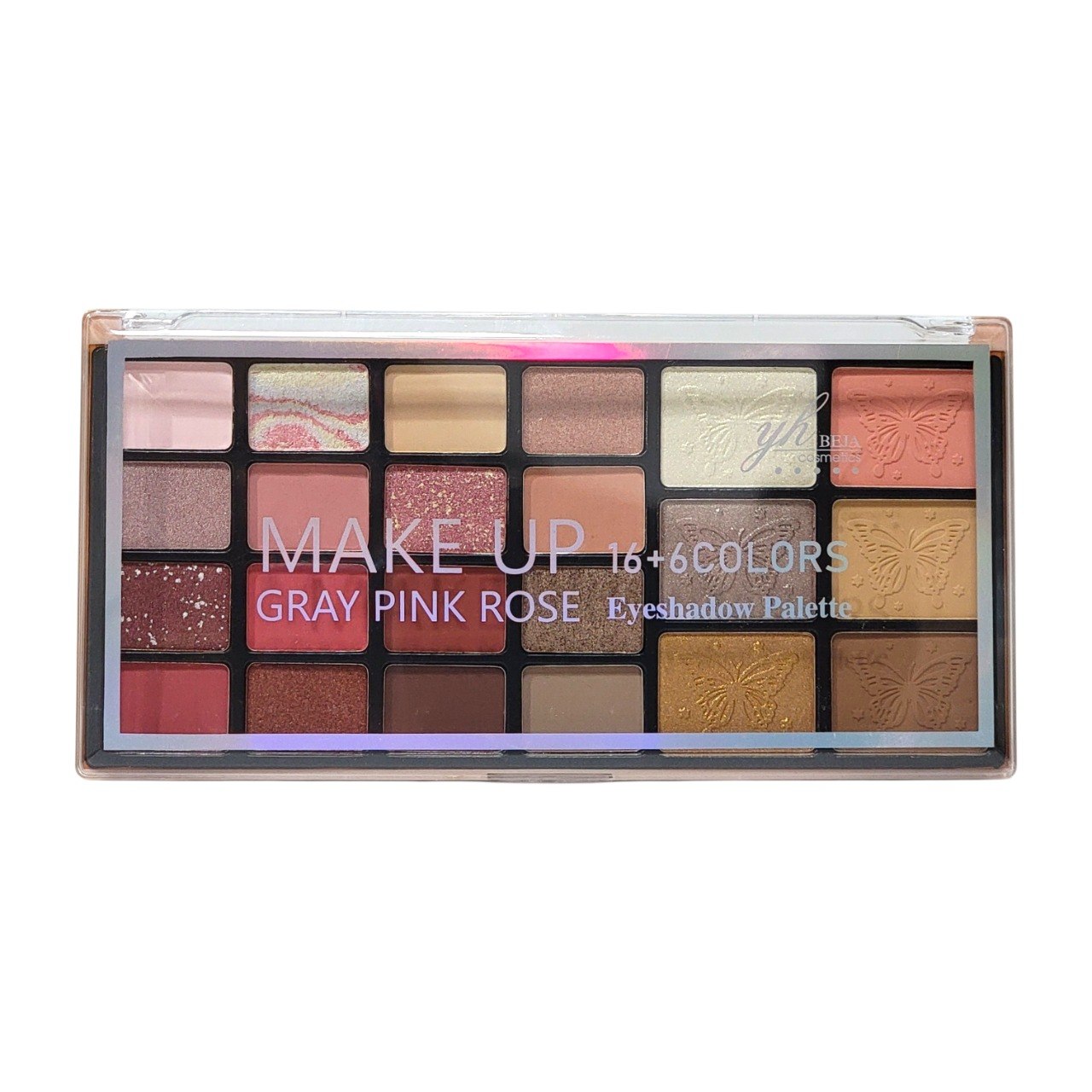 PALETA DE SOMBRAS DE OJOS 22 TONOS GRAY PINK ROSE YH BEJA COSMETICS 48G