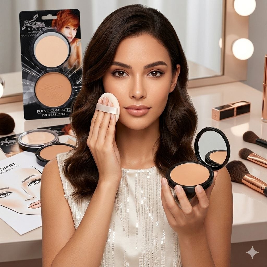 POLVO COMPACTO SELLADOR EFECTO MATE 6 TONOS YH BEJA COSMETICS 15G