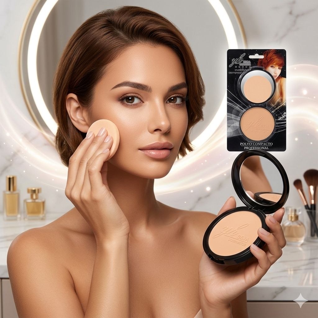 POLVO COMPACTO SELLADOR EFECTO MATE 6 TONOS YH BEJA COSMETICS 15G