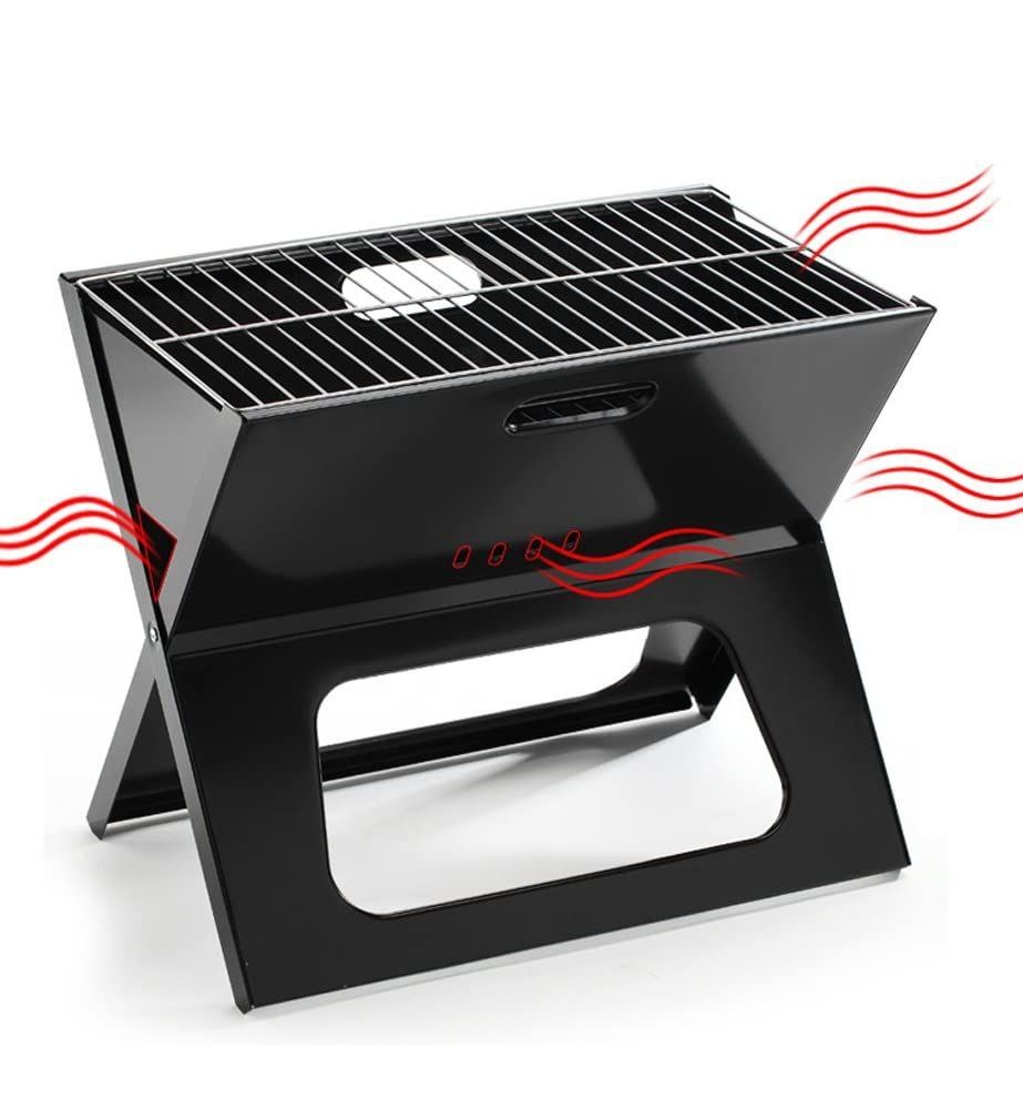 BARBACOA ASADOR DE CARBON PORTATIL PLEGABLE PARA EXTERIORES 48X27.5CM