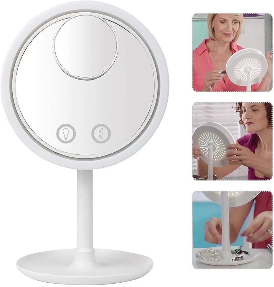 ESPEJO LED DE MAQUILLAJE CON VENTILADOR
