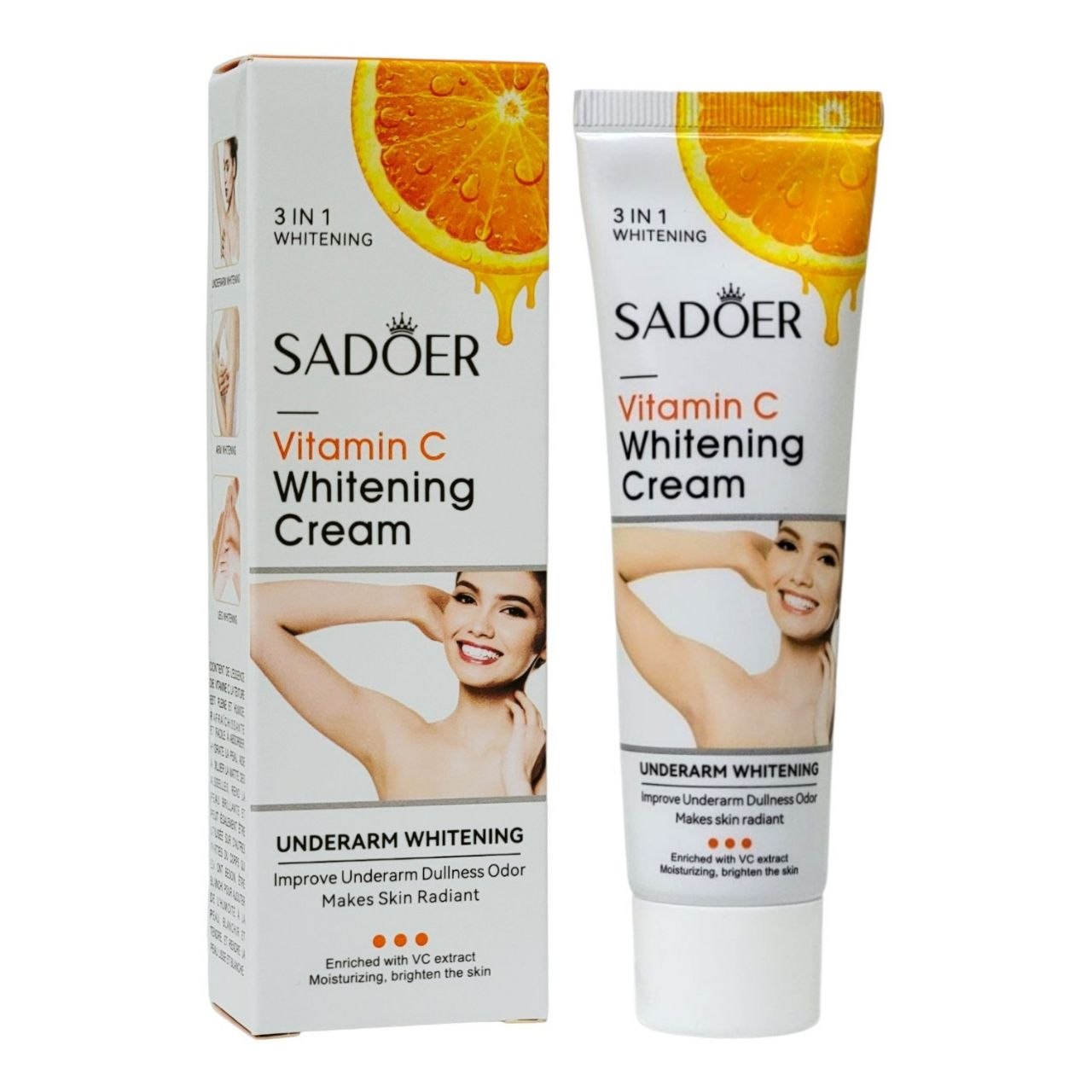 CREMA ACLARANTE 3 EN 1 PARA AXILAS Y CUERPO DE VITAMINA C SADOER 50G