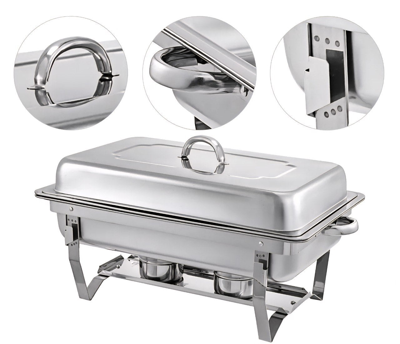 SET DE RECIEPIENTE BUFETERA PROFESIONAL DE ACERO INOXIDABLE 64X37X15CM