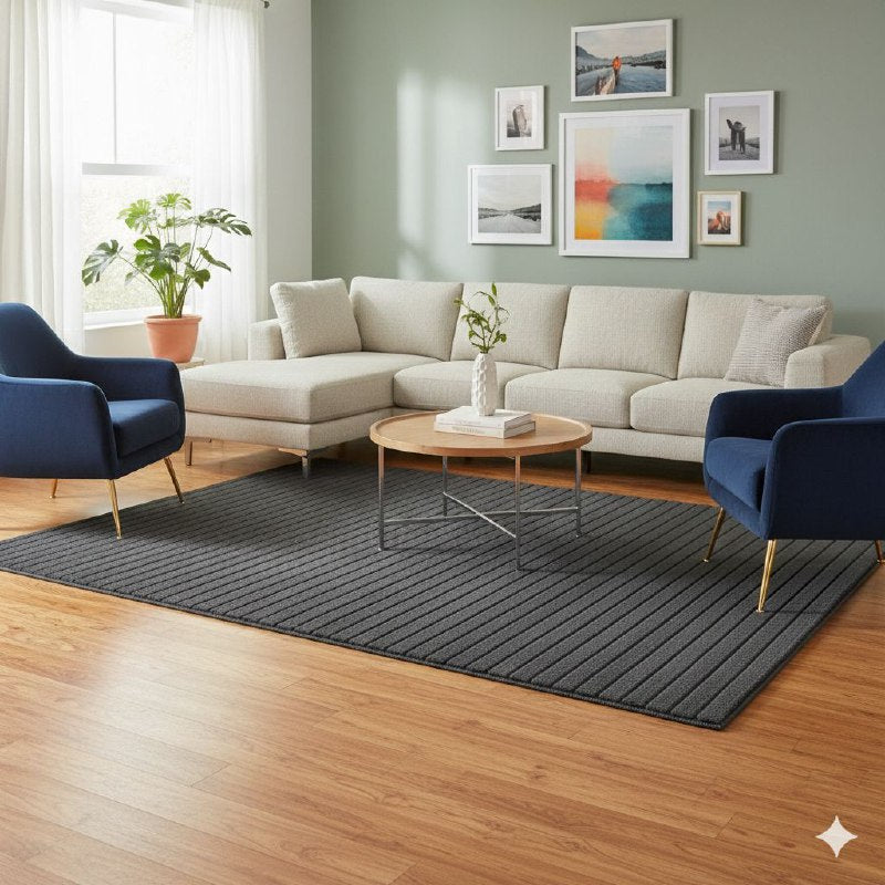 ALFOMBRA DECORATIVA DE FELPA SUAVE Y GRUESA COLOR GRIS OSCURO 117X172CM