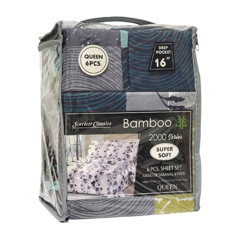 JUEGO DE SABANAS CAMERA DE 6 PIEZAS QUEEN SCARLETT CLASSICS BAMBOO, 54 ESTILOS