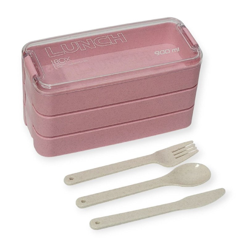 LONCHERA PORTATIL DE 3 COMPARTIMIENTOS A PRUEBA DE FUGAS, APTO PARA MICROONDAS LUNCH BOX