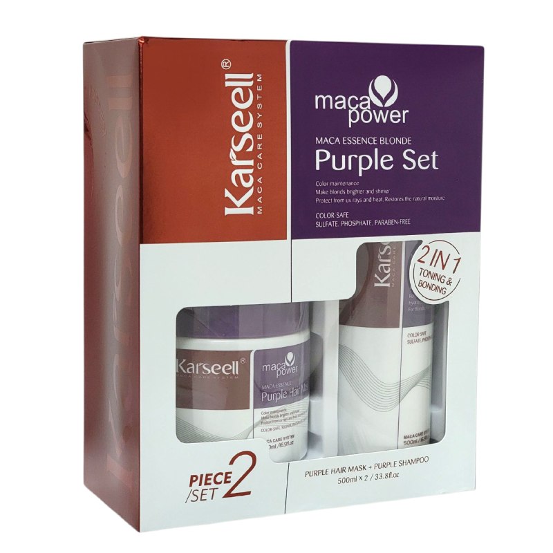 TRATAMIENTO PARA EL CABELLO RUBIO MATIZANTE ALISANTE DE 2 PIEZAS SHAMPOO 500MLX2 KARSEELL