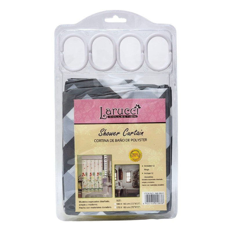 CORTINA DE DUCHA DE POLYSTER, SIMPLE Y MODERNO CON 12 ARANDELAS Y MATERIALES DURADEROS 180X180CM LARUCCI SHOWER CURTAIN 16 ESTILOS