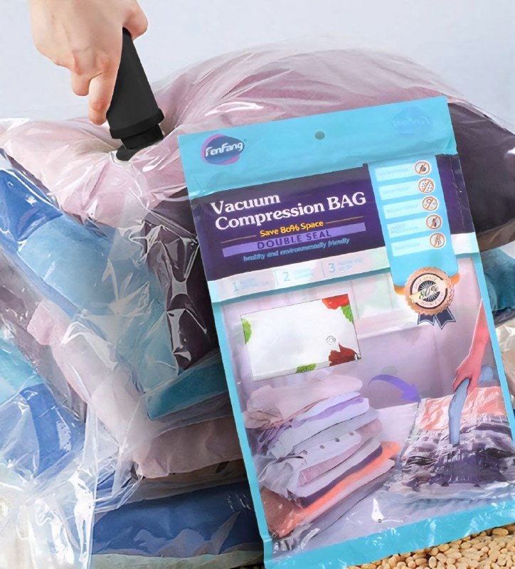 BOLSA DE COMPRESION AL VACIO PARA OPTIMIZAR ESPACIO Y ALMACENAMIENTO PARA MALETAS, ROPEROS ETC FENFANG 70X100CM
