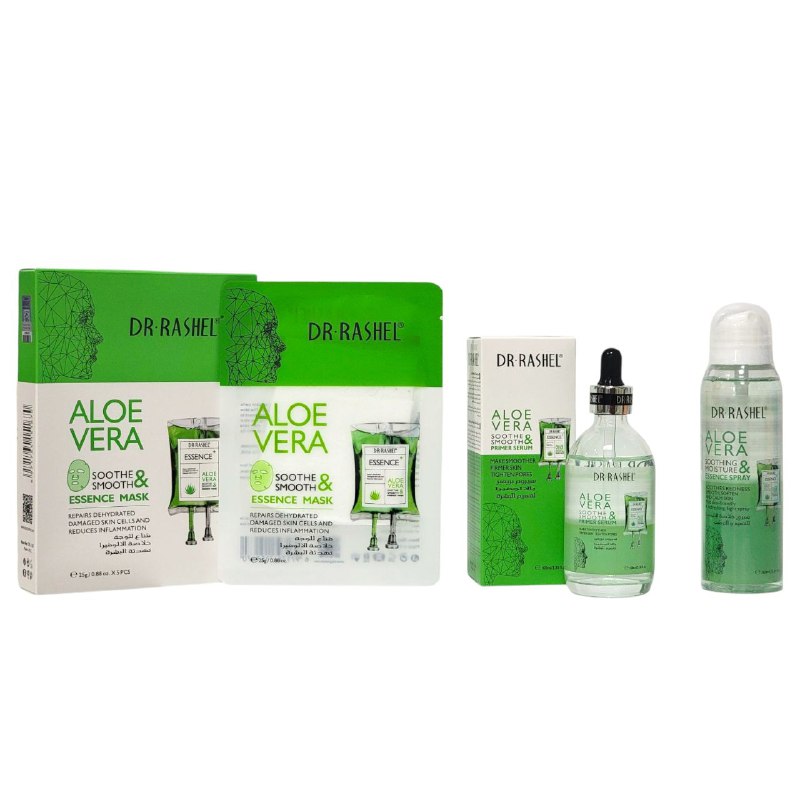 SET DE CUIDADO FACIAL CALMANTE Y SUAVIZANTE CON ALOE VERA 3PCS DR RASHEL