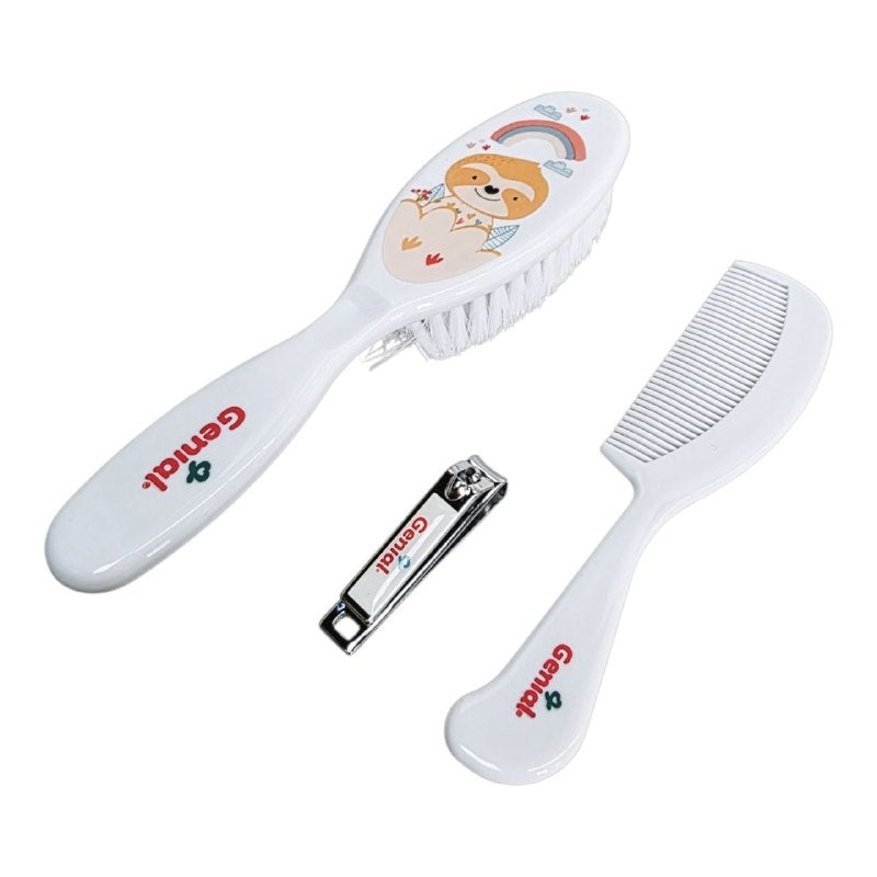 SET DE ASEO PERSONAL PARA BEBES DE 3 PIEZAS GENIAL, CEPILLO PEINE Y CORTAUÑAS