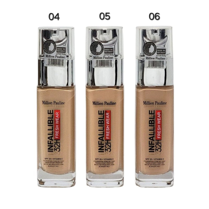 BASE LIQUIDA DUPE DE LOREAL CON VITAMINA C SPF 25+ MILLION PAULINE 30G