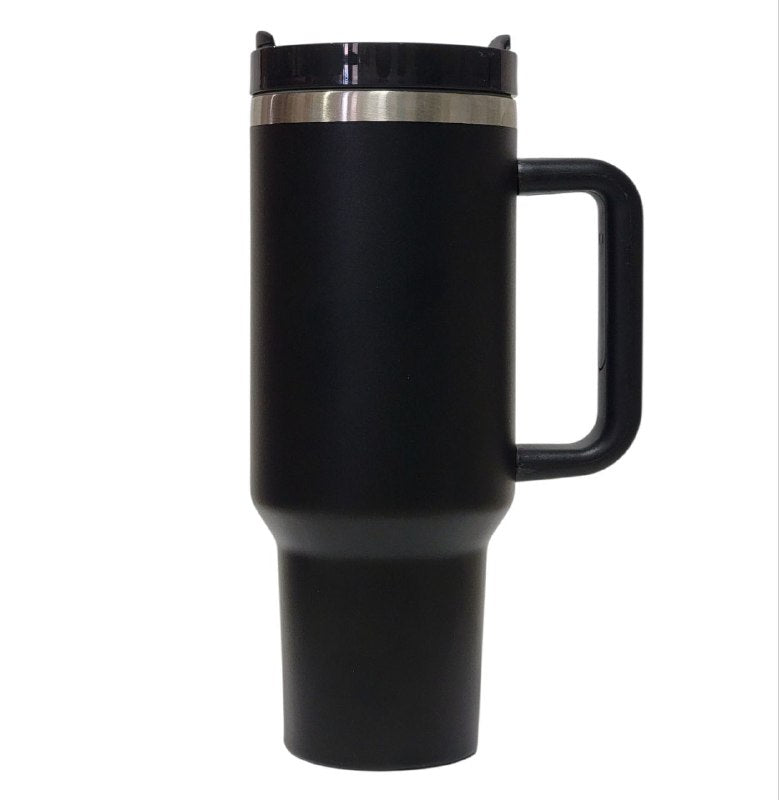 VASO TERMICO DE ACERO INOXIDABLE, DOBLE PARED AL VACIO CON ASA, 3 COLORES 40OZ